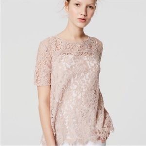 Cream Lace Scalloped Hem Blouse